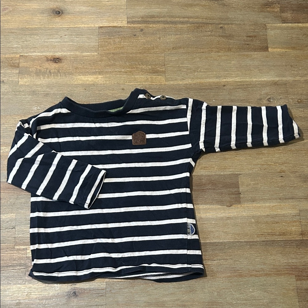 Nautical Striped Long Sleeve Kids Tee - Black and White